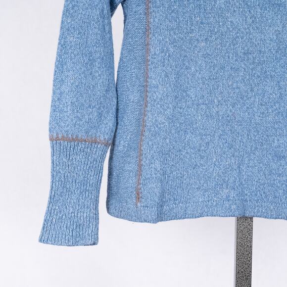 Woolrich x Beaver Creek Resort Women's Sweater Blue Ramie Wool 1/4 Zip Mock Neck - Picture 2 of 6